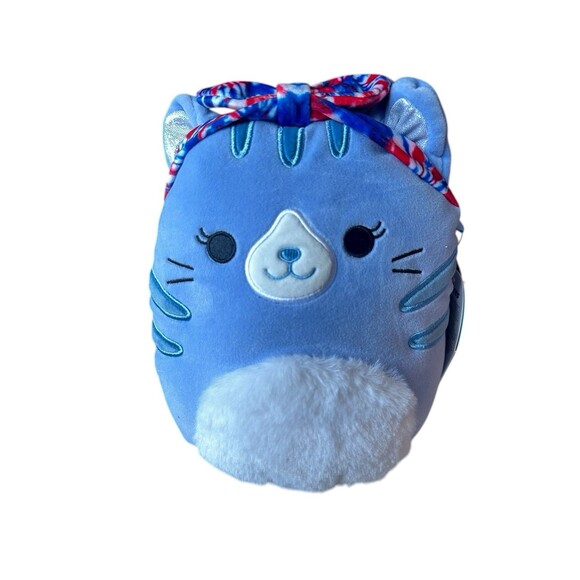Squishmallows Summer 2024 Carizma the Cat 8 inch 4th of July Bandana NEW w Tags - Picture 1 of 3